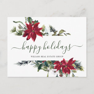 Jul Poinsettia Helgdag Corporate Hälsning Vykort