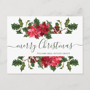 Jul Poinsettia Helgdag Corporate Hälsning Vykort