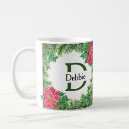 Jul Poinsettia Helgdag Editable Namn Initial Kaffemugg
