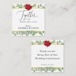 Jul Poinsettia Helgdag Wedding Favor-Märkre Fyrkantigt Visitkort