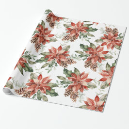 Jul Poinsettia Helgdag Wrapping Papper Presentpapper