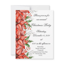 Jul Poinsettia Högtids Inbjudan