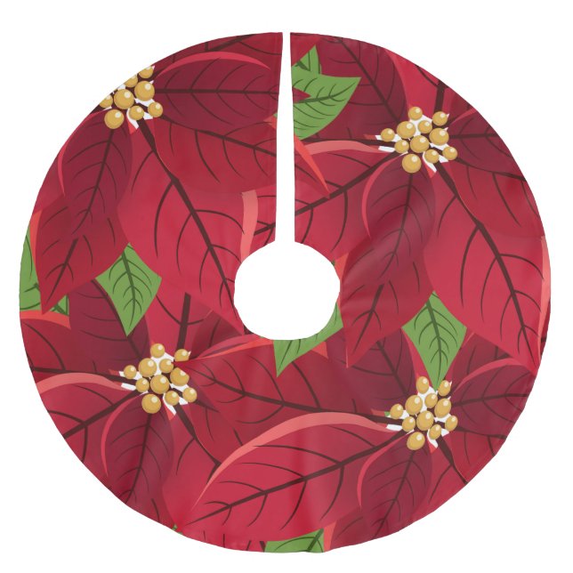 Jul Poinsettia Julgransmatta Borstad Polyester (Framsidan)