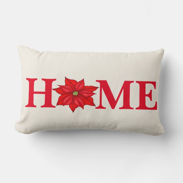 Jul Poinsettia Kastar Kudd Lumbarkudde (Framsida)