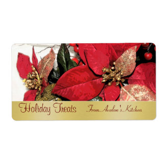 Jul Poinsettia Kitchen Treat Baking Label Fraktsedel
