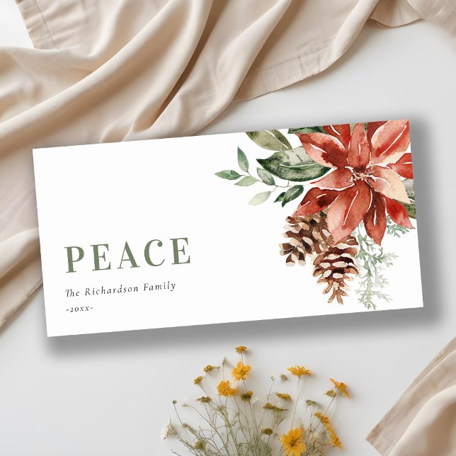 Jul Poinsettia Knippe Akvarell Tall Jul Julkort (Skapare uppladdad)