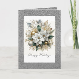 Jul Poinsettia med Silver Glitter Helgkort