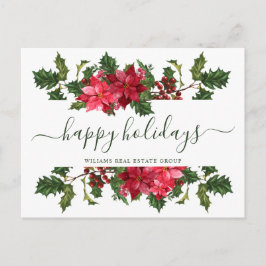 jul Poinsettia Mistletoe Corporate Hälsning Helg Vykort