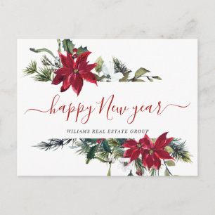 jul Poinsettia Mistletoe Corporate Hälsning Helg Vykort