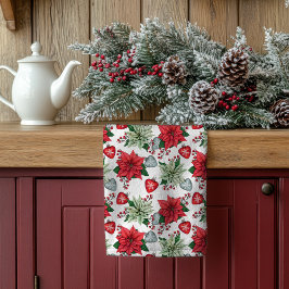 Jul Poinsettia Mönster Kökshandduk