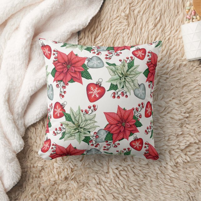 Jul Poinsettia Mönster Kudde (Filt)