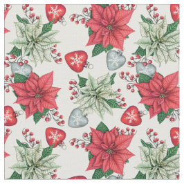 Jul Poinsettia Mönster Tyg
