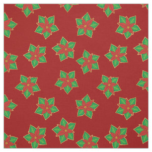 Jul Poinsettia Mönster Tyg