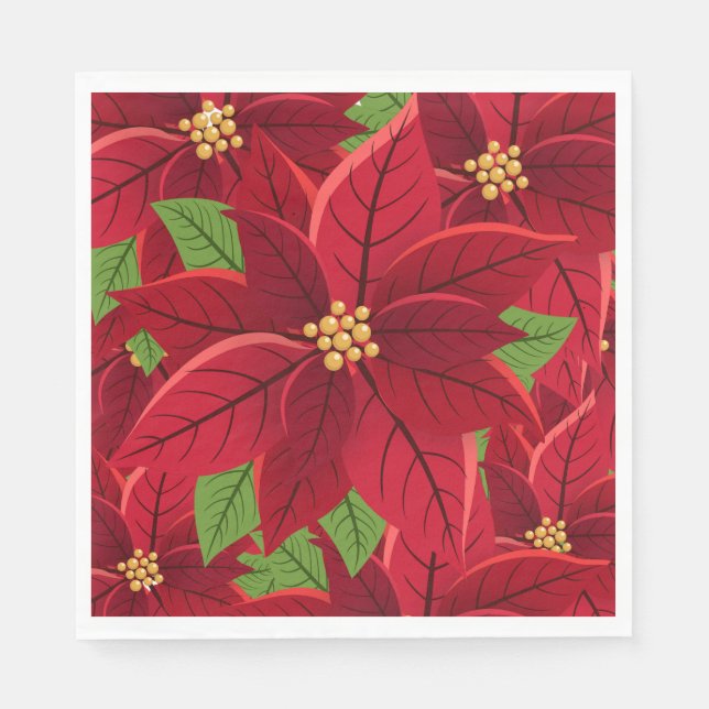 Jul Poinsettia Pappersservett (Framsidan)