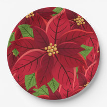 Jul Poinsettia Papprare Tallrikar