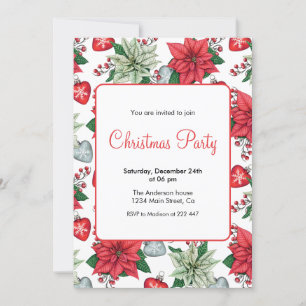 Jul Poinsettia Patter Inbjudningar