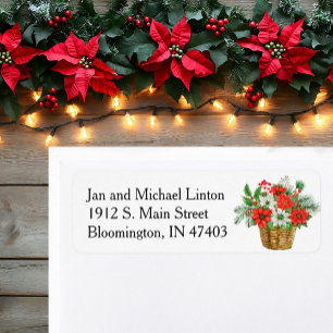 Jul Poinsettia Personalize Returadress Etikett