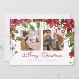 Jul Poinsettia Photo Personlig Julkort