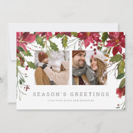 Jul Poinsettia Photo Personlig Julkort