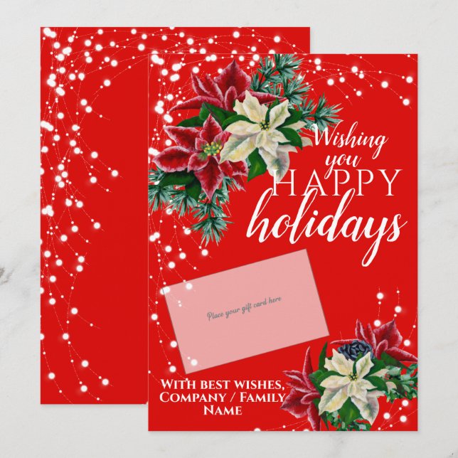 Jul Poinsettia Red Gift Card Holder Julkort (Fram/baksida)