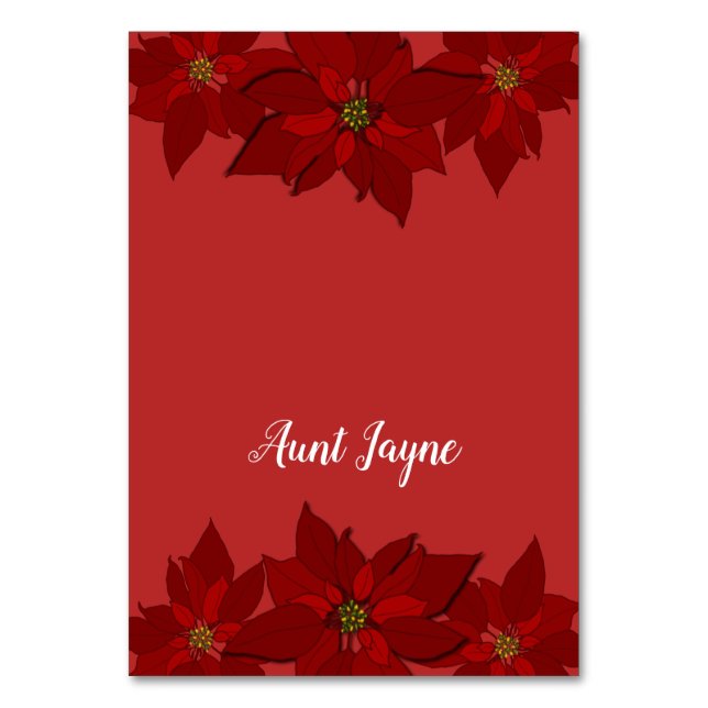 Jul Poinsettia Red Tent Place Cards Bordsnummer (Framsidan)
