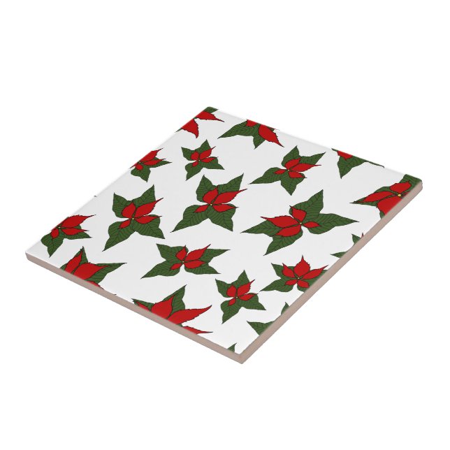 Jul poinsettia röd blommig mönster kakelplatta (Sidan)