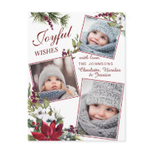 Jul Poinsettia Rustic Photo Julhälsningar