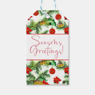Jul Poinsettia Seamless Mönster Gift Märkre Presentetikett
