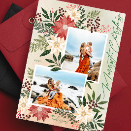 Jul Poinsettia Splendor Photo Collage Julkort