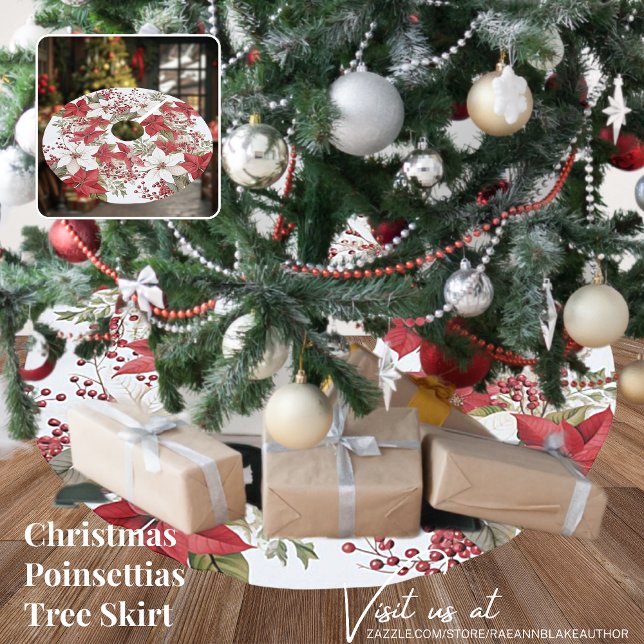 Jul Poinsettia Trädskörtel Julgransmatta Borstad Polyester (Skapare uppladdad)