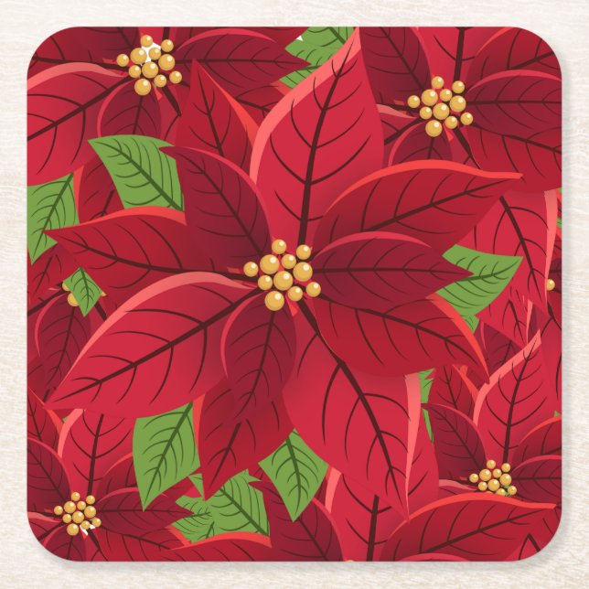 Jul Poinsettia Underlägg Papper Kvadrat (Framsidan)