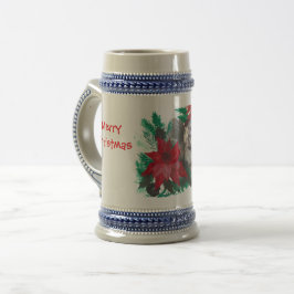 Jul Poinsettia Valp Designad Mugg Stein