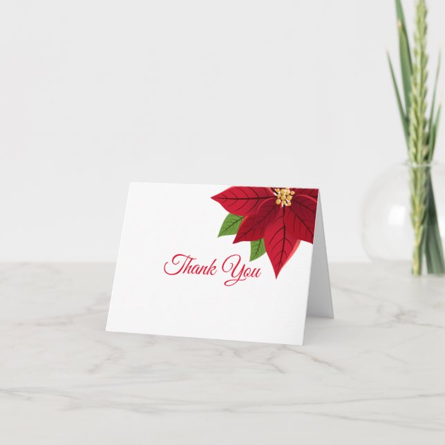 Jul Poinsettia Viktad tackkort (Framsida)