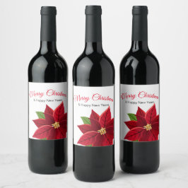 Jul Poinsettia Vinflaska Etikett