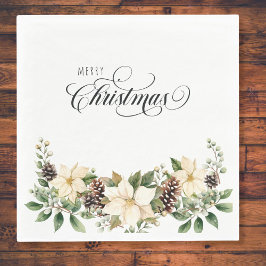 Jul Poinsettia vit Pappersservett