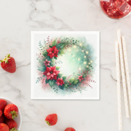 Jul Poinsettia Wandecoupage Pappersservett