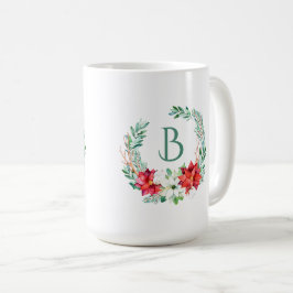 Jul Poinsettia Wandeme med Monogram Kaffemugg