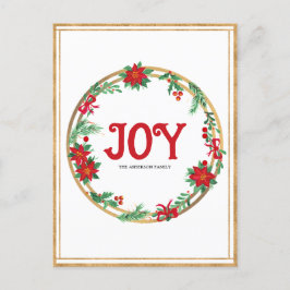 Jul Poinsettia WandeRed Golden Grönt Vykort