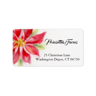 Jul Poinsettia Watercolor Adressetiketters Adressetikett