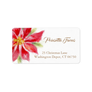 Jul Poinsettia Watercolor Adressetiketters Adressetikett