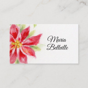 Jul Poinsettia Watercolor Flat Place Card Placeringskort