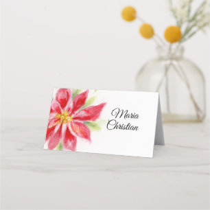 Jul Poinsettia Watercolor Folke Card Placeringskort
