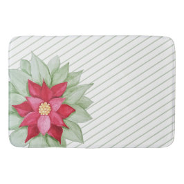 Jul Poinsettia Watercolor Hand-målat Badrumsmatta