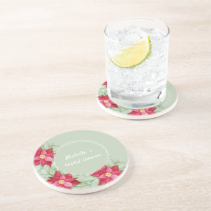 Jul Poinsettia Watercolor Hand-målat Underlägg