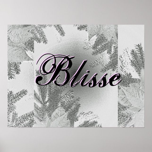 Jul Poinsettia White och Grått Blisse Poster (Framsidan)