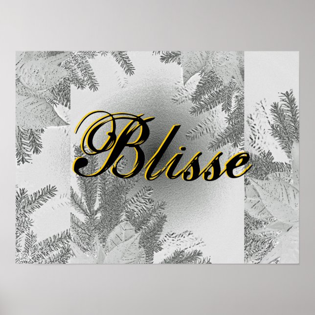 Jul Poinsettia White och Grått Blisse Poster (Framsidan)