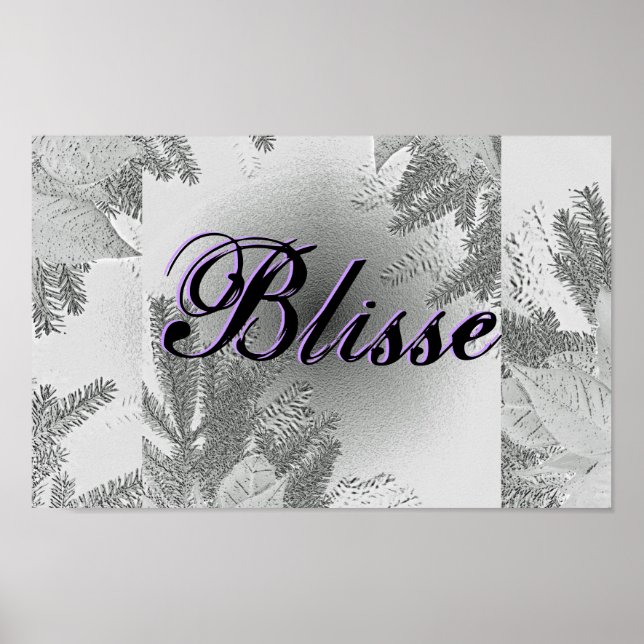 Jul Poinsettia White och Grått Blisse Poster (Framsidan)