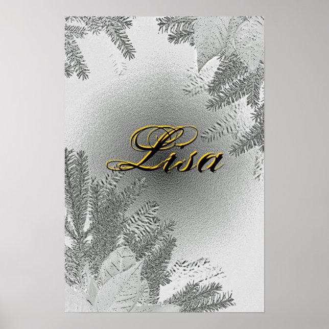Jul Poinsettia White och Grått Lisa Poster (Framsidan)
