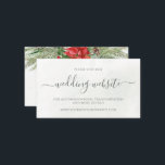 Jul Poinsettia Winter Greenery Bröllop Tilläggskort<br><div class="desc">Vackra serveringskort på bröllop webbplats med handmålade botaniska vattenfärgade illustrationer av poinsettimiblommor,  vintergröna,  gräs och grisen grenar och häckbär. Perfektens val inför jul-bröllopen.</div>