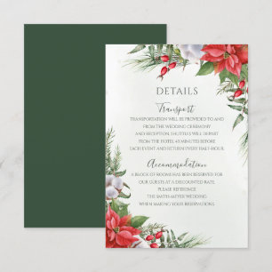 Jul Poinsettia Winter Greenery Bröllop Tilläggskort